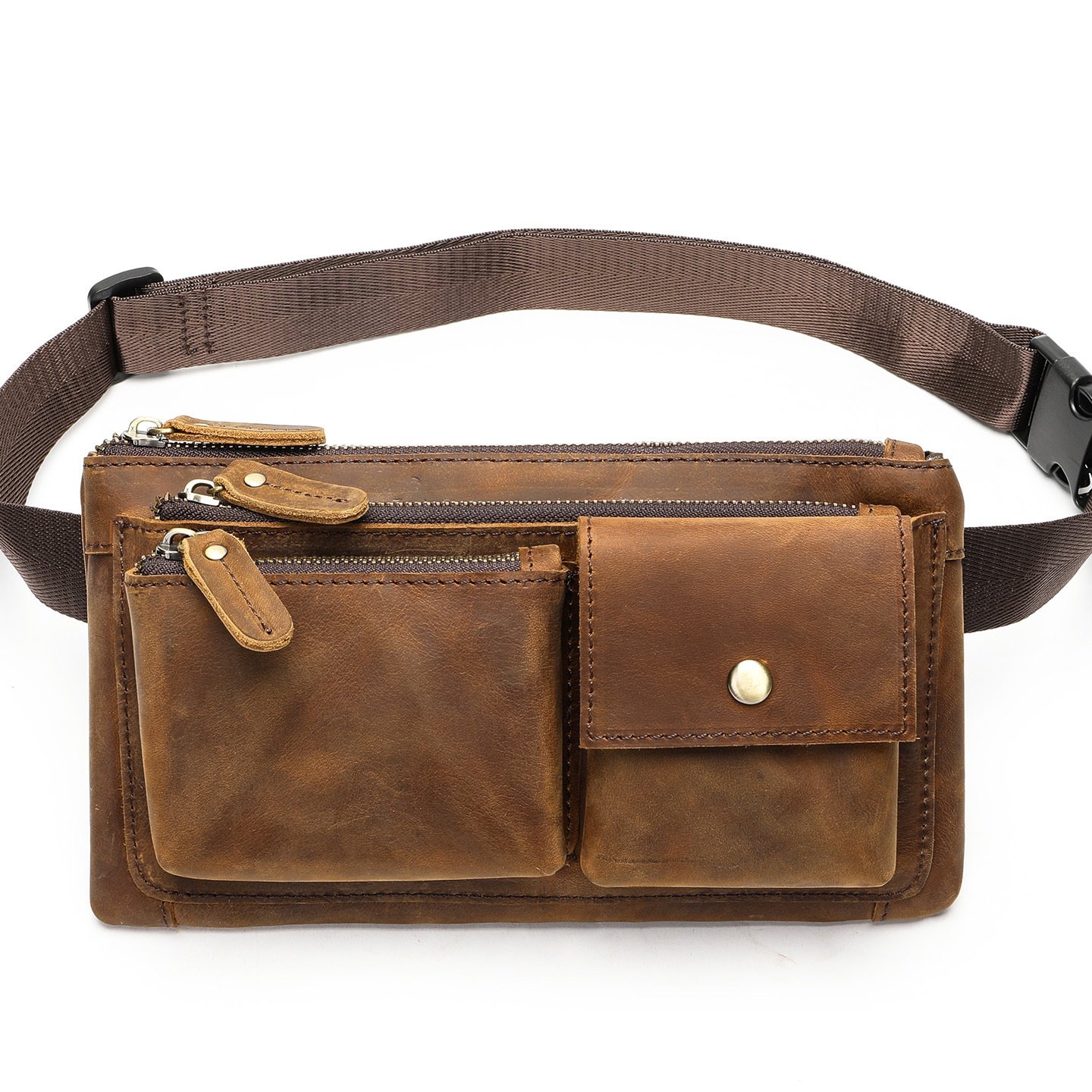 秋冬新款疯马皮男款胸包 复古休闲男士真皮腰包大容量头层牛皮,淘宝优惠券,粉丝福利购,淘宝优惠卷