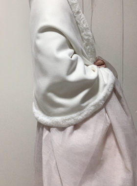 定制 超柔软仿獭兔皮草超大披肩毛披肩 毛呢双层布料 汉服配饰