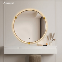 Dresser Makeup Mirror Wall-mounted Decorative Mirror Mesh Red Led Lamp Method Dresden MIRROR ART BEDROOM INTELLIGENT ROUND MIRROR