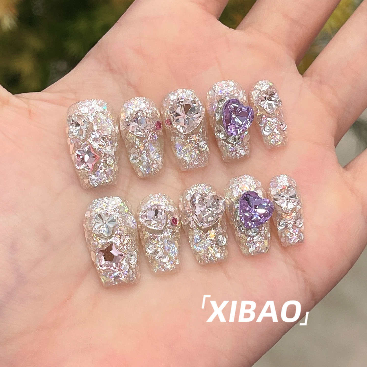 超火穿戴甲短款重工爆闪指甲贴片2025新款高级感手工绝美穿戴美甲,淘宝优惠券,粉丝福利购,淘宝优惠卷