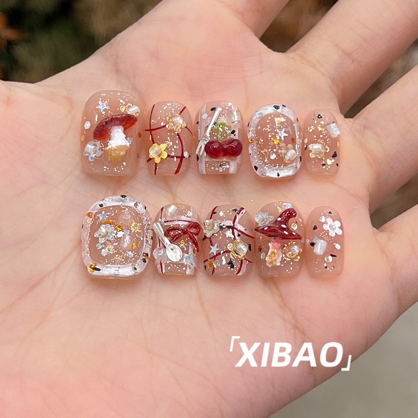 短款穿戴甲2025新款高级感精致重工穿戴美甲手工显白绝美指甲贴片,淘宝优惠券,粉丝福利购,淘宝优惠卷