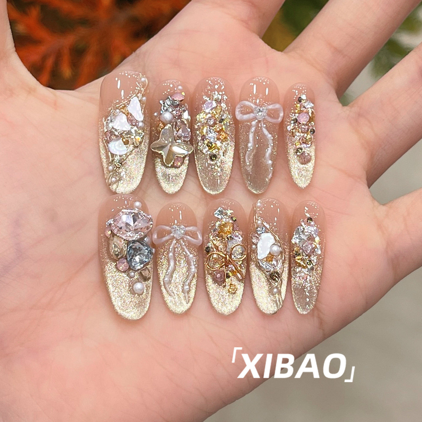 重工穿戴甲长款高级感绝美显白穿戴美甲2025新款手工猫眼指甲贴片,淘宝优惠券,粉丝福利购,淘宝优惠卷