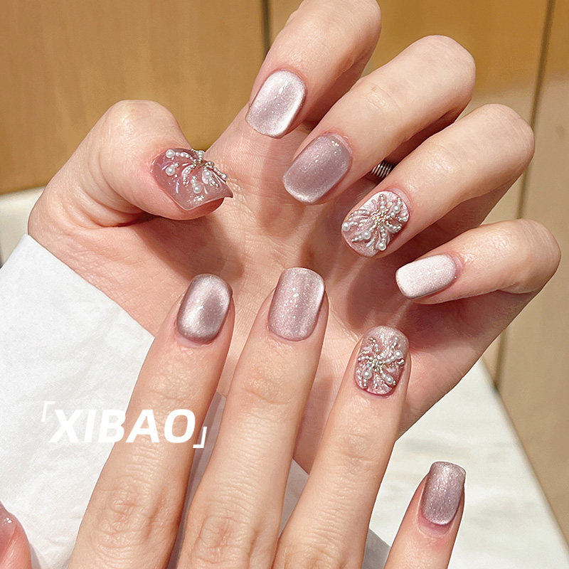 猫眼穿戴甲短款手工高级感显白美甲成品2025新款网红爆款指甲贴片,淘宝优惠券,粉丝福利购,淘宝优惠卷