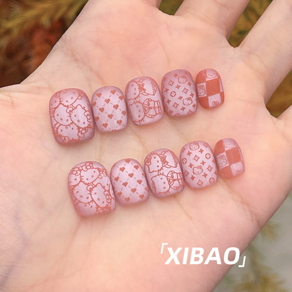 hellokitty穿戴甲短款纯手工制作穿戴款美甲2025新款可爱指甲贴片,淘宝优惠券,粉丝福利购,淘宝优惠卷