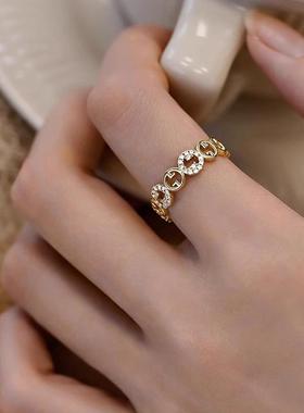 法式高级感锆石圆圈开口戒指