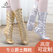 Iron Arrows Gold And Silver Color High Help Lengthened Dance Shoes Boots Jazz Dance Boots High Cylinder Bright Leather Children Performance Stage Shoes