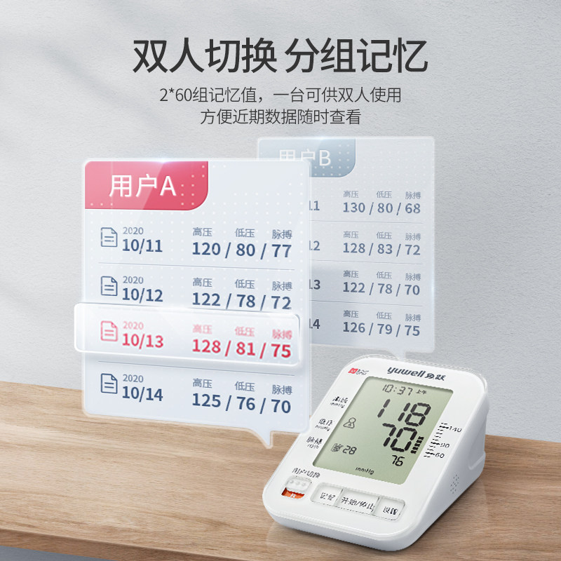 家用语音上臂式680a鱼跃电子血压计 鱼跃血压计（电子血压计）