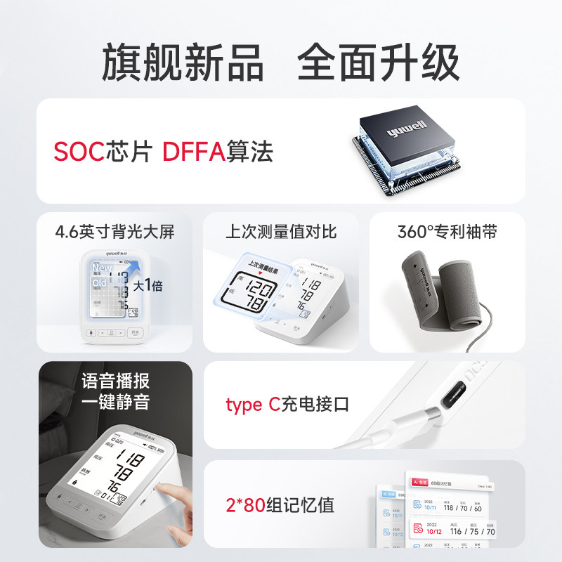 鱼跃血压测量仪高语音电子血压计 鱼跃血压计（电子血压计）