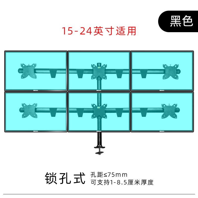 厂6六屏显示器支架炒股电脑多屏幕显示器支架子桌面拼接挂架153销-图2