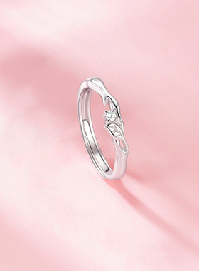 卡蒂罗连理枝女戒开口戒指S925银轻奢时尚小众设计生日礼物送女友
