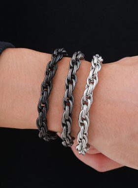 泰爱你潮男酷炫钛钢手链