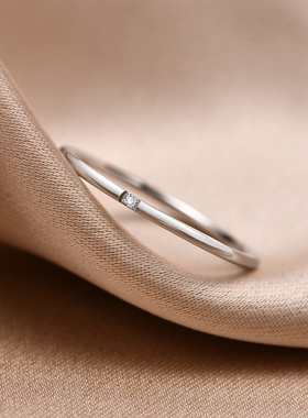 极简风1mm镶单颗钻锆石戒指