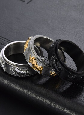 泰爱你间金牛头斗牛可转动戒指