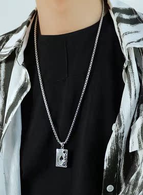 时尚嘻哈扑克牌黑桃A项链