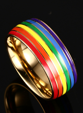 泰爱你时尚彩虹彩旗戒指