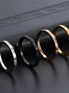 泰爱你时尚简约米字花钛钢戒指