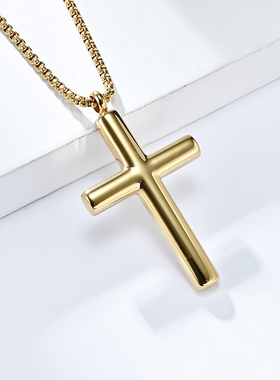 泰爱你简约弧面十字架项链