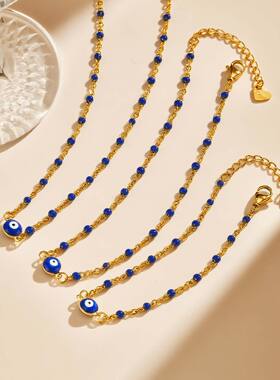 泰爱你彩色米珠链恶魔之眼手链