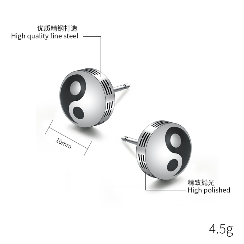 泰爱你时尚复古中国风耳钉潮男个性气质钛钢民族风传统帅气耳饰-图3