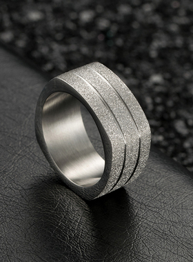 泰爱你四方形男士戒指霸气钛钢