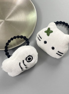 女童毛绒小猫小鱼发夹发圈