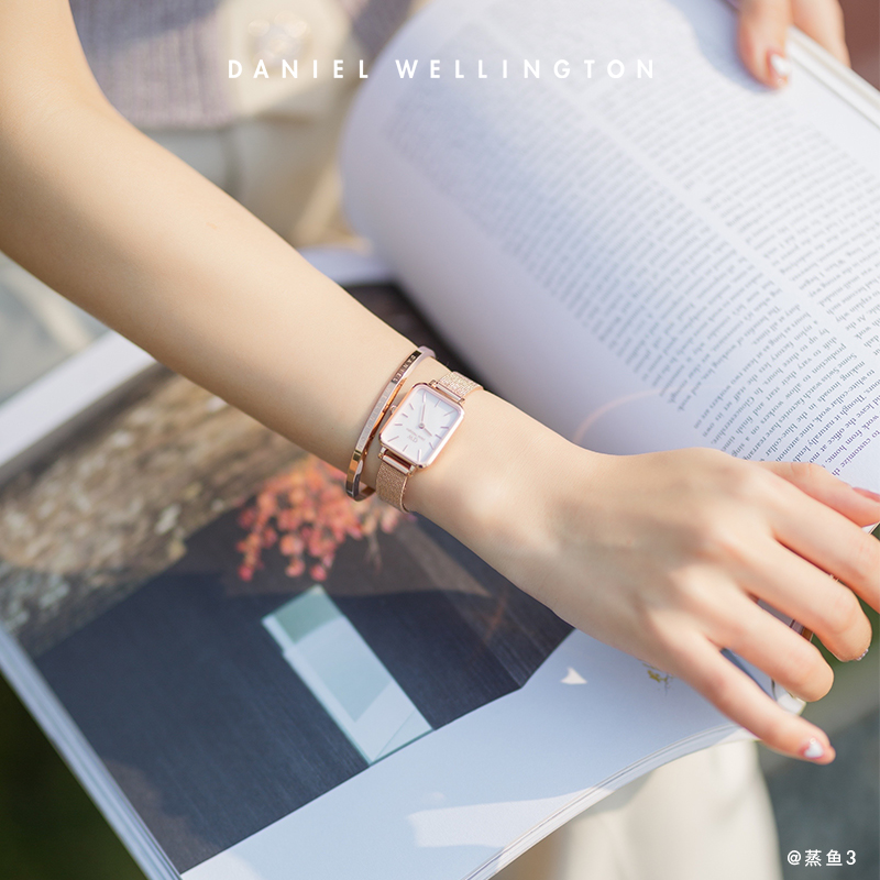 dw女quadro系列珠光贝母方盘表带 danielwellington欧美腕表