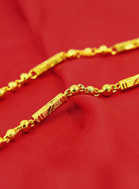 男士霸气镀金饰品实心六角佛珠项