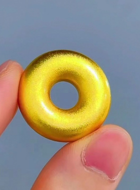 古法平安扣吊坠黄金色素圈黑绳挂