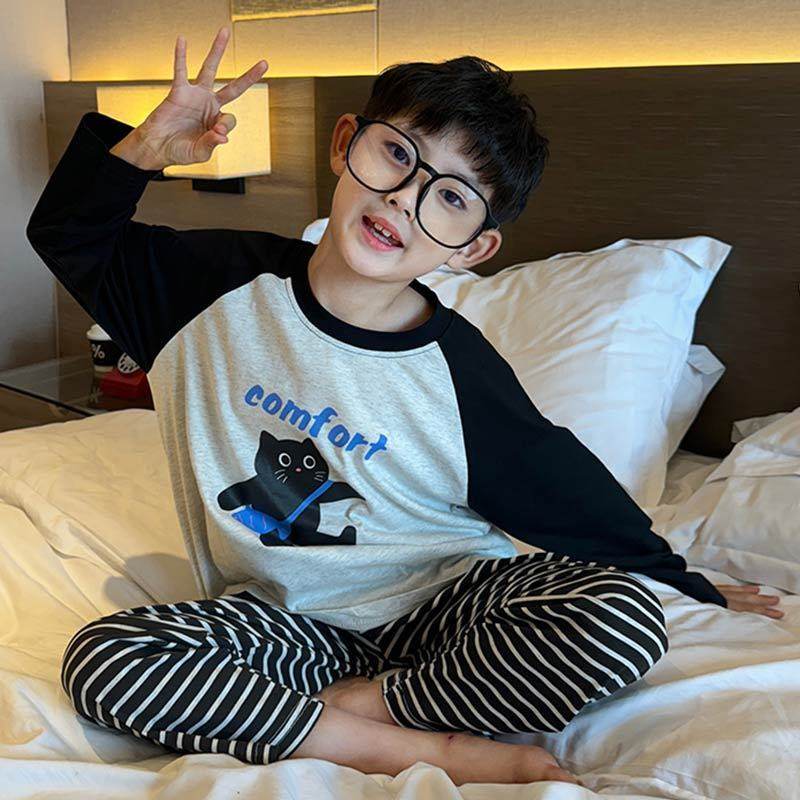 青少年新款儿童睡衣春秋套头男童长袖家居服套装网红中大童空调服,淘宝优惠券,粉丝福利购,淘宝优惠卷