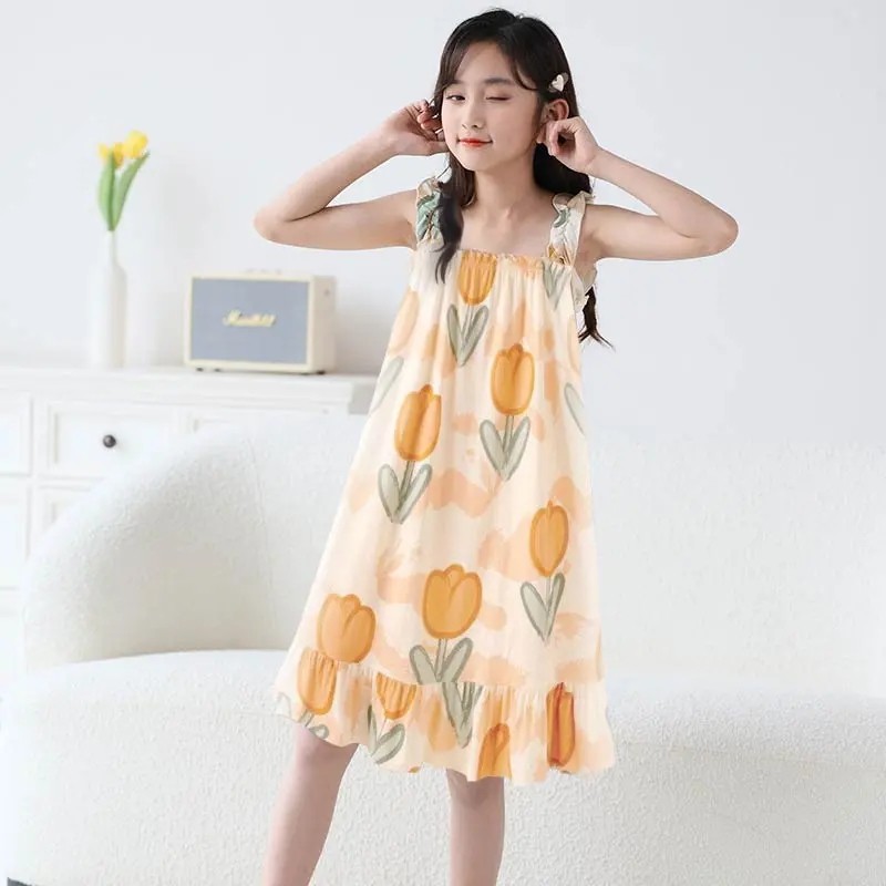 儿童睡衣裙子夏季新款公主风吊带女童睡裙冰丝小孩睡裙大童空调服,淘宝优惠券,粉丝福利购,淘宝优惠卷