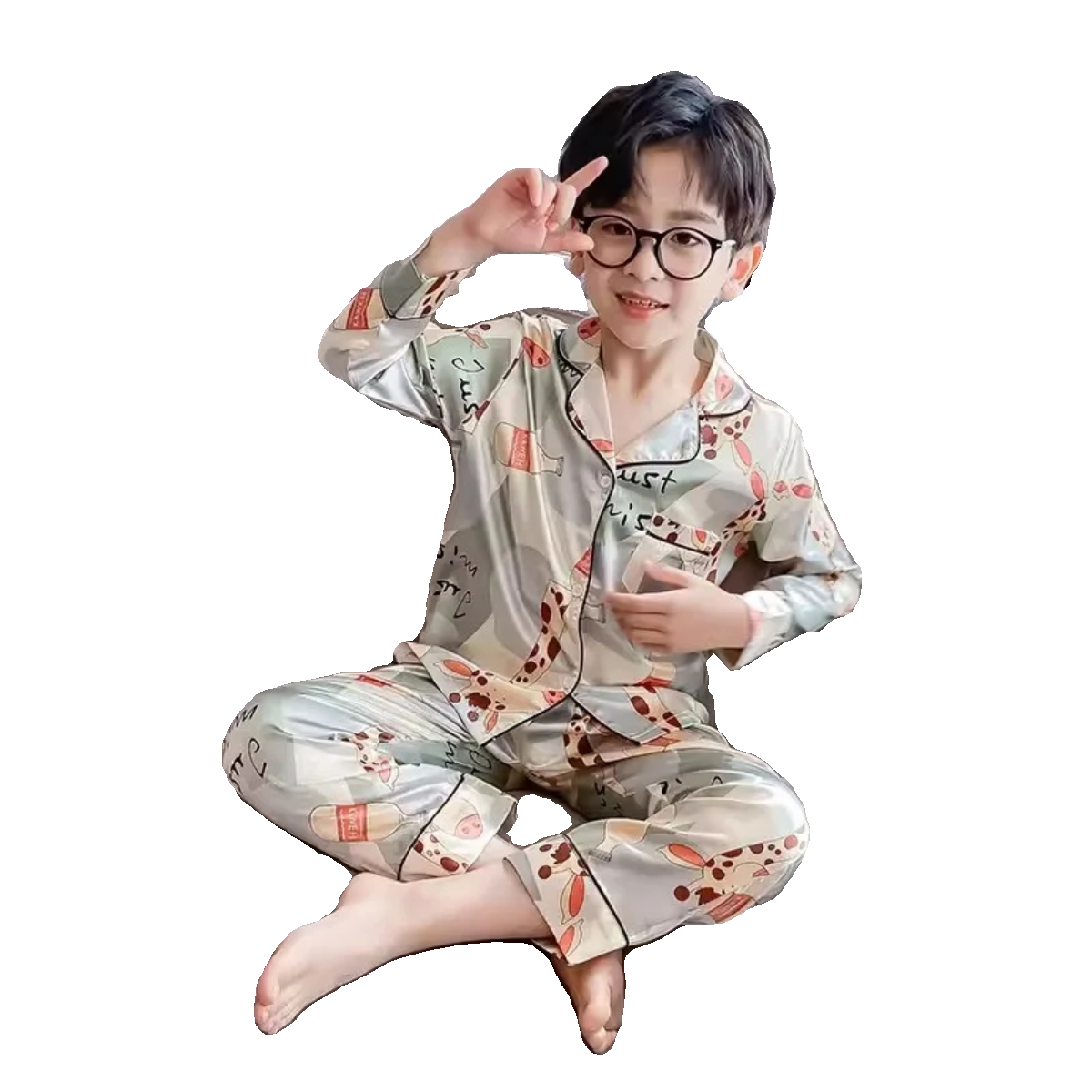 儿童睡衣春秋季新款翻领长袖男童睡衣套装宽松洋气外穿大童空调服,淘宝优惠券,粉丝福利购,淘宝优惠卷