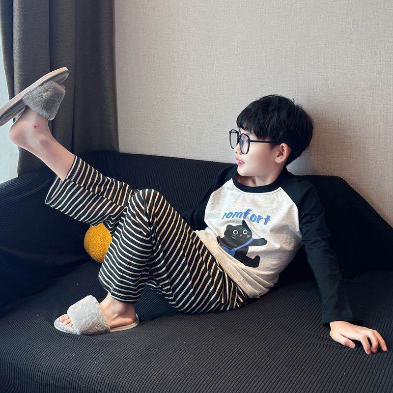 青少年新款儿童睡衣春秋套头男童长袖家居服套装网红中大童空调服,淘宝优惠券,粉丝福利购,淘宝优惠卷