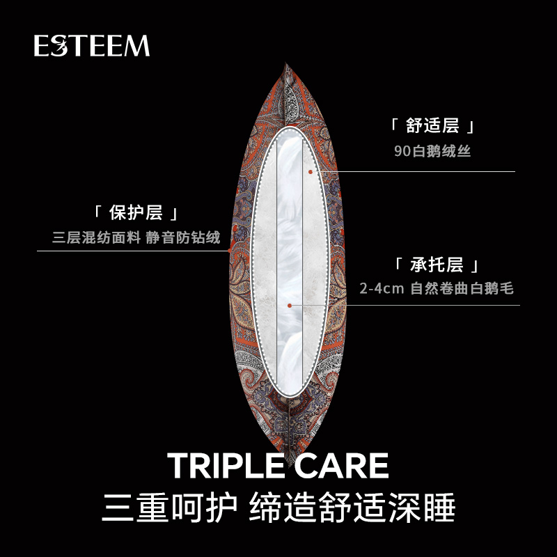 ESTEEM/宜庭舒眠大白鹅枕可水洗枕静音防钻绒可机洗【专柜同款】-图1