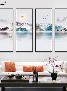 沙发背景墙四联抽象风客厅装饰画