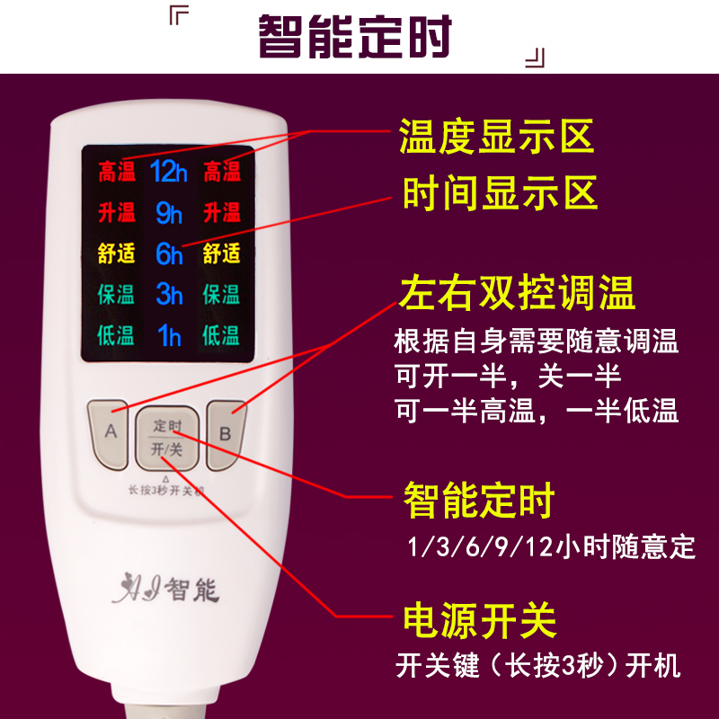 舒眠3D法兰绒电热毯双人双控防水调温安全电褥子加厚加大定时断电