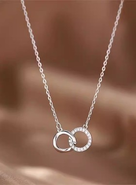 双环项链女2026年新款爆款锁骨链轻奢小众设计高级感吊坠颈链