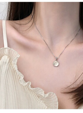 纯银网红白玉髓吊坠项链