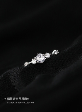 925银闪钻设计感开口可调节戒指