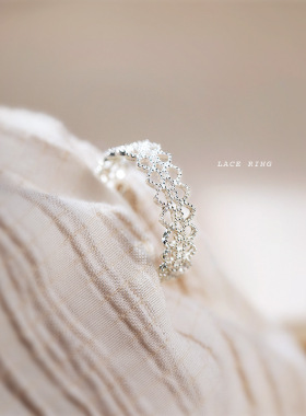 蕾丝戒指开口可调节网红小众chic