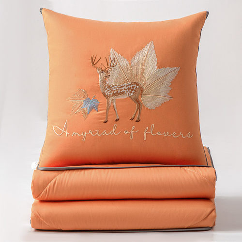 简约全棉抱枕被子两用汽车靠垫枕头被办公室沙发午睡纯棉空调被 - 图1