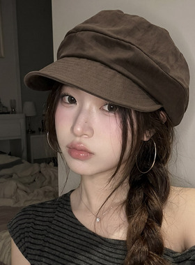 夏季新款八角帽褶皱云朵画家帽子