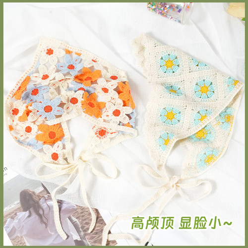 法式多巴胺三角巾头巾发巾2024新款夏季女春秋碎花包头田园风外搭 - 图3