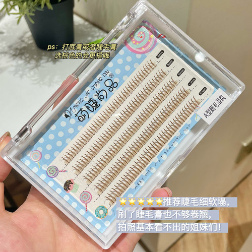 焦糖棕色A型组合装~虞书欣仙子毛朵毛假睫毛嫁接自然单簇美睫睫毛 - 图1