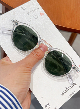 欧美时尚街拍走秀太阳眼镜复古小圆框男女偏光TR太阳镜近视带度数