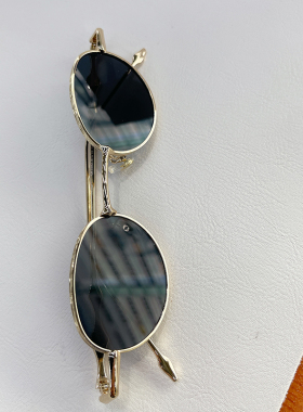 檀健次同款眼镜gm2024新款光学配镜星星腿银色金属窄框椭圆眼镜框