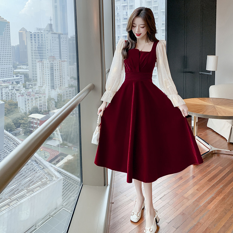 丝绒秋冬2021新款赫本风过年连衣裙 lk2003连衣裙