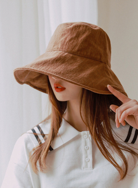 uv渔夫帽女夏日系大檐遮脸防晒