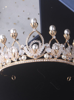 新娘手工浅金色水钻生日项链耳环