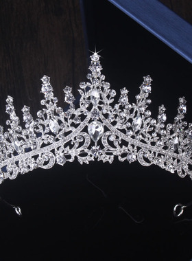 新娘饰品结婚皇冠婚纱套链水钻锆石王冠项链耳环三件套晚礼服韩式