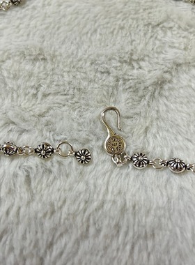 2025做旧款式圆球十字花童军花嘻哈时尚项链泰银毛衣链男女手饰品